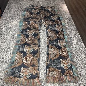 Rockstar Original Khadiyah Balck Animal Print Tapestry Stacked Cargo Pants large